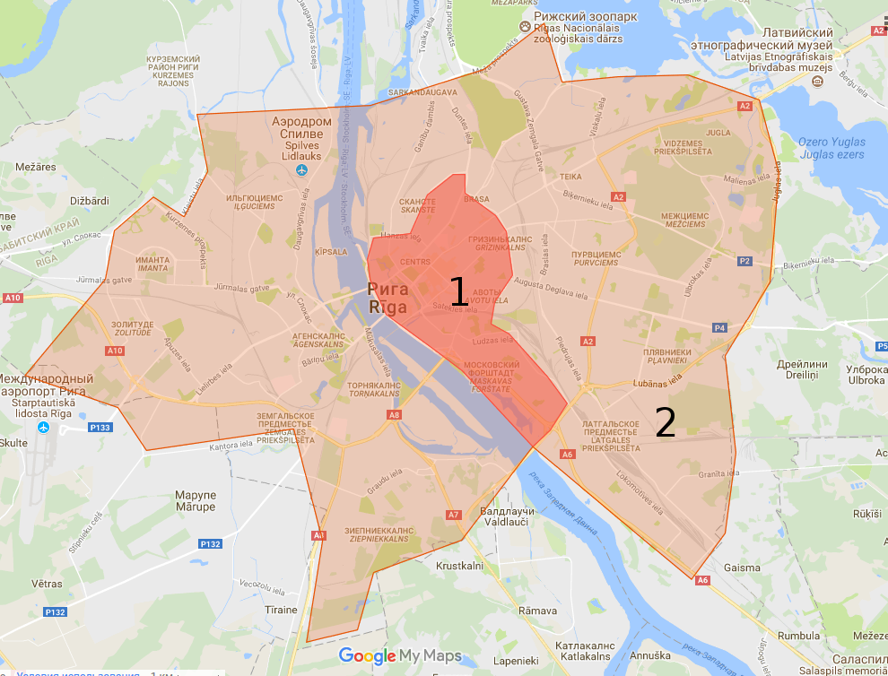 Зоны доставки суши по Риге